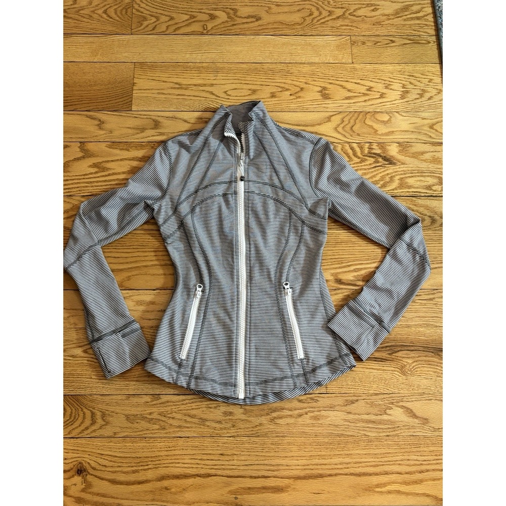 Lululemon Define Jacket Cuffing Full Zip Tonka Stripe/Mojave Tan Womens Size 4